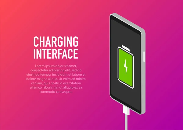 Smartphone Con Batería Descargada Completamente Cargada Infografía Vectorial Aislado Sobre — Vector de stock