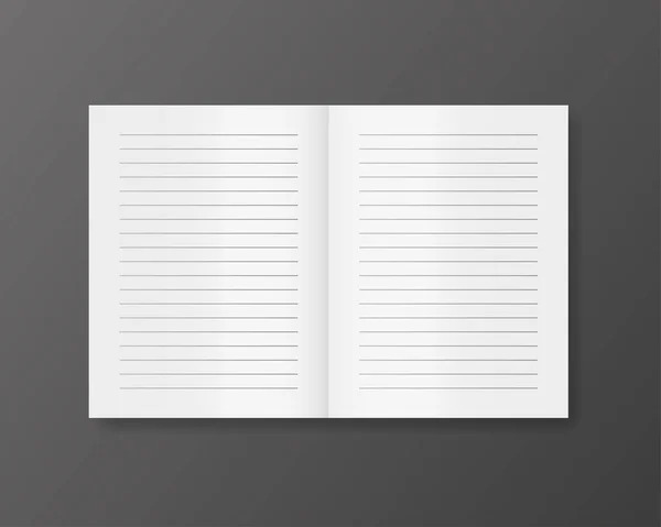 Blank Realistic Open Notebook With Lines Isolated On White