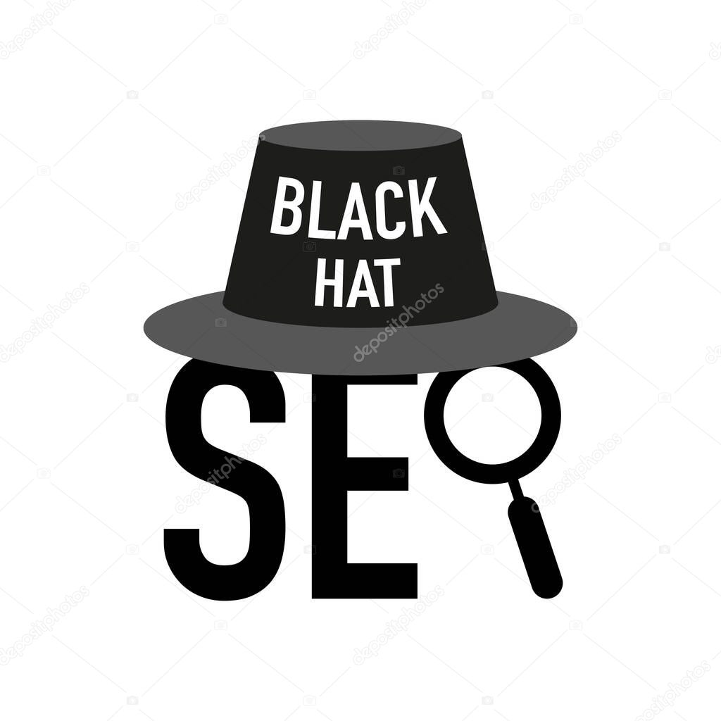 Search Engine Optimization for web SEO Black Hat. Vector illustration