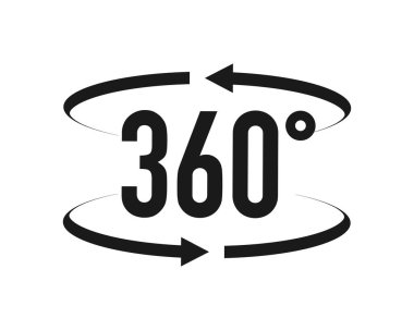 Dönüşü veya panoramasını 360 dereceye işaret eden oklu işaretler. Vektör illüstrasyonu