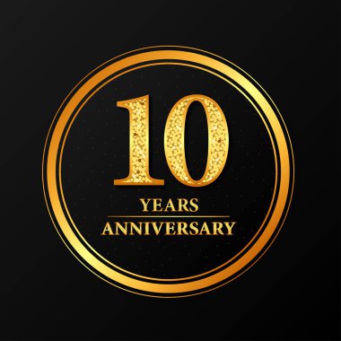 Altın düğmeli 10. yıl dönümü geçmişi. Vektör illüstrasyonu.