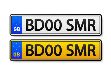 Avrupa plakalı araba. Bilgi işareti. Araç plakası seçenekleri