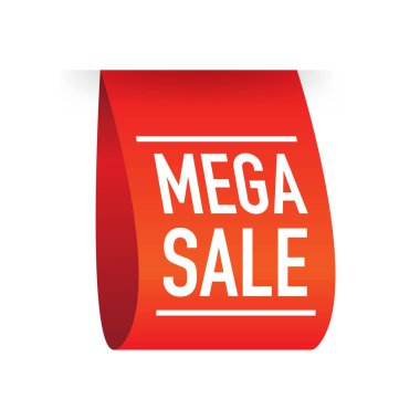 Pankart tasarımı için beyaz arka planda kırmızı etiket mega satışına sahip klasik simge. Vektör illüstrasyonu