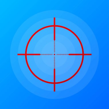 Keskin nişancı dürbünü. Tüfek optik görüşü mavi arka planda izole edildi. Vektör illüstrasyonu