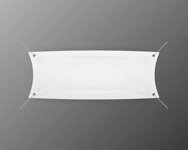 Weiße Realistische Flagge Auf Grauem Transparentem Hintergrund Plakatgestaltung Vektorillustration — Stockvektor