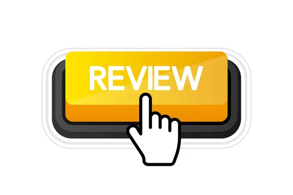 Icon Yellow Review Button White Background Web Marketing Design Flat — Stock Vector
