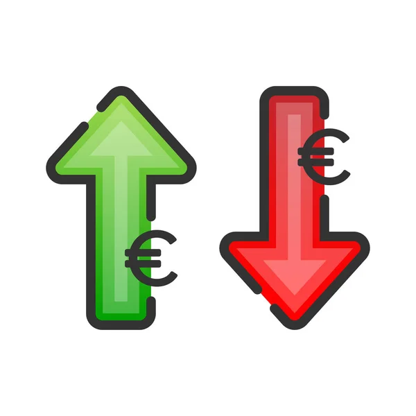 Fel Euro Sign Fehér Háttér — Stock Vector