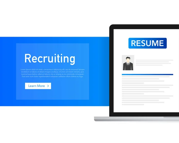 Desenho Recursos Humanos Candidatando Trabalho Laptop Recrutamento — Vetor de Stock