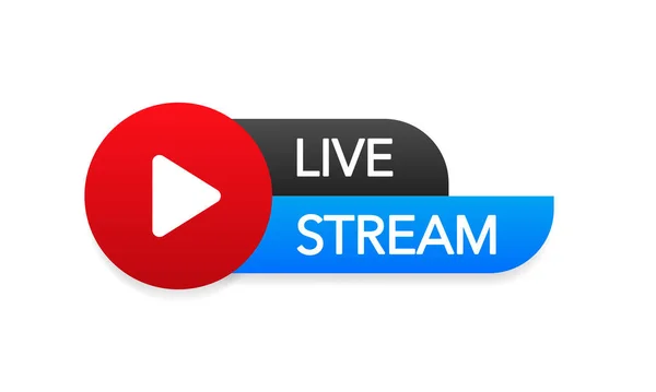 Live Stream Icon Badge Emblema Trasmissione Streaming Online Vettore Stile — Vettoriale Stock