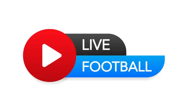 ライブサッカーストリーミングアイコン バッジ 放送やオンラインサッカーストリームのためのボタン フラット デザインスタイルのベクトル — ストックベクタ