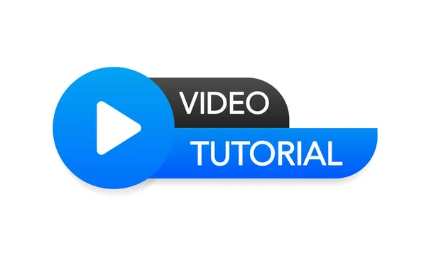 Icono Video Tutorial Sobre Fondo Blanco Banner Video Tutorial — Vector de stock