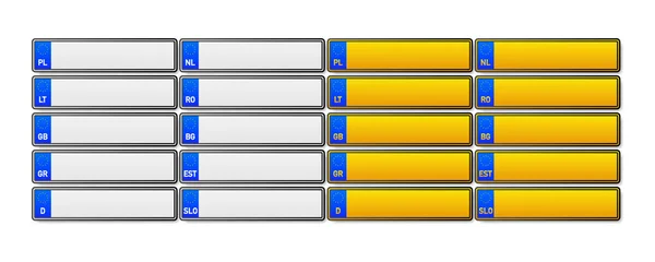 Europejski Numer Rejestracyjny Znak Informacji Opcje Tablic Rejestracyjnych Pojazdów — Wektor stockowy