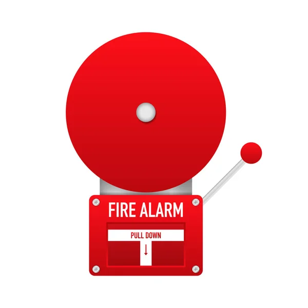 Σύστημα Συναγερμού Πυρκαγιάς Πυροσβεστικός Εξοπλισμός Απομονωμένος Λευκό Φόντο — Διανυσματικό Αρχείο