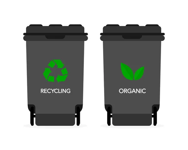 Verschillende Gekleurde Recycling Afvalbakken Vector Illustratie Afvalsoorten Segregatie Recycling — Stockvector