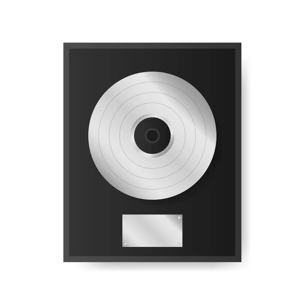 Vinilo Plata Marco Pared Disco Colección Elemento Diseño Plantilla — Vector de stock