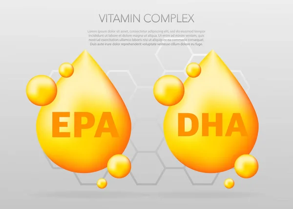 Glänsande Fiskolja Näring Epa Och Dha För God Hälsa — Stock vektor