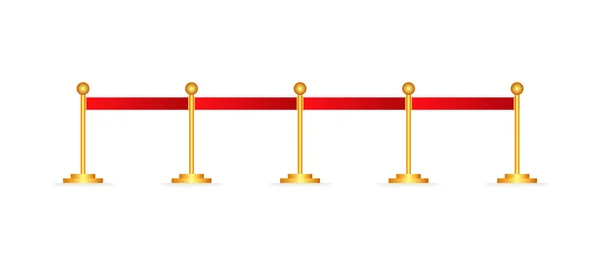 Reális Kerítés Piros Kötéllel Arany Rakoncákon Exkluzív Esemény Vektorillusztráció — Stock Vector