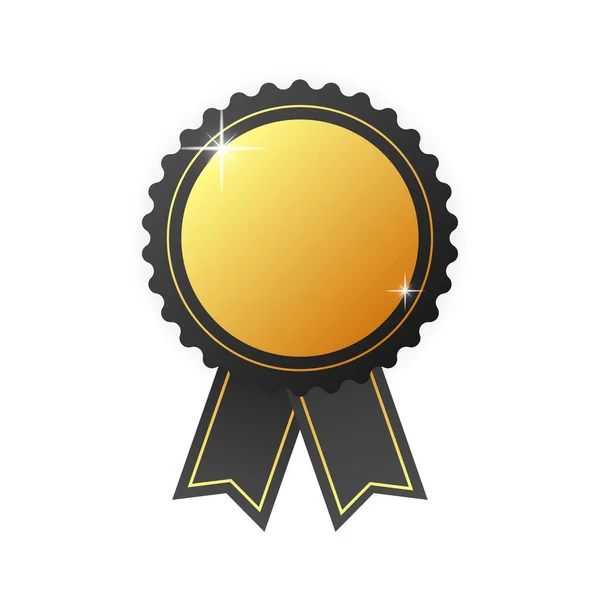 Gouden Rubberen Badge Witte Achtergrond Realistisch Object Vectorillustratie — Stockvector