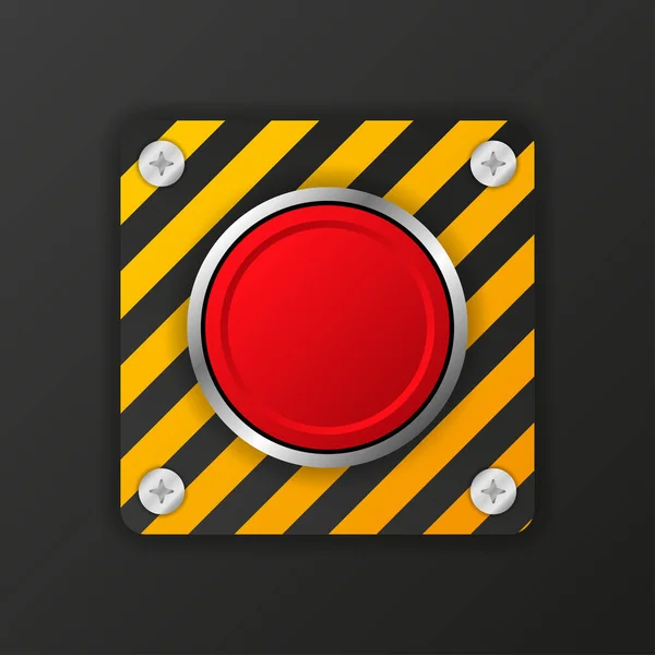 Yellow Alarm Button Red Background Vector Web Button Click Stop — Stock Vector
