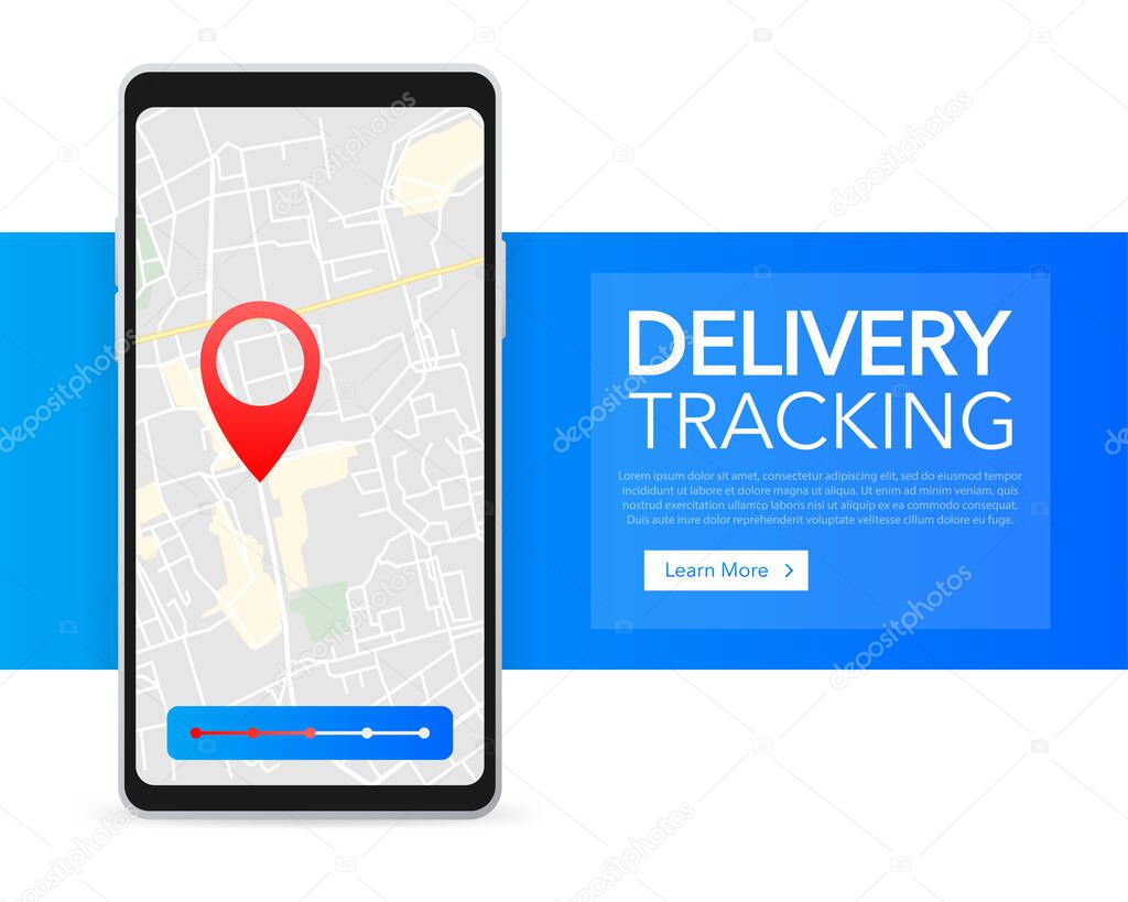 Web banner for mobile app design. Online delivery service concept. Online order concept