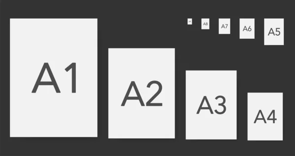 Papier Différentes Tailles Sur Fond Blanc Gris Illustration Vectorielle — Image vectorielle