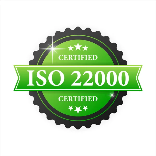 Iso Certifikované 22000 Zelené Gumové Razítko Zeleným Kaučukem Bílém Pozadí — Stockový vektor