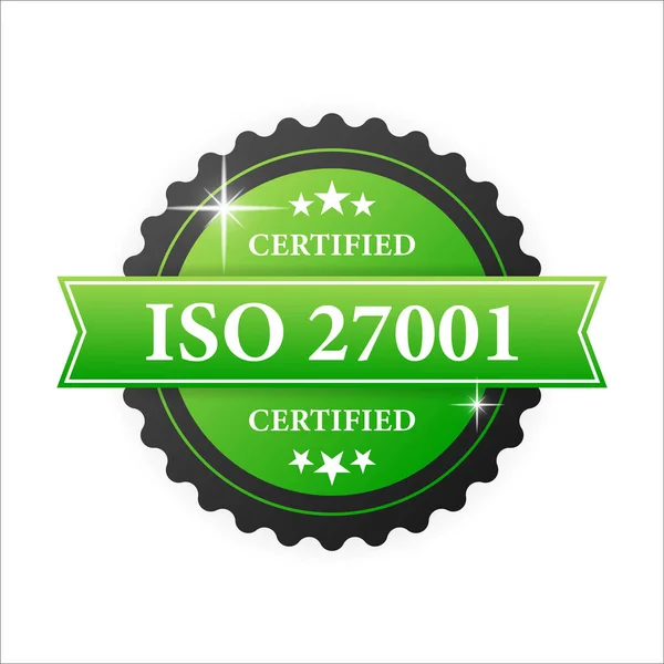 Iso Certifikát 27001 Zelené Gumové Razítko Zeleným Kaučukem Bílém Pozadí — Stockový vektor