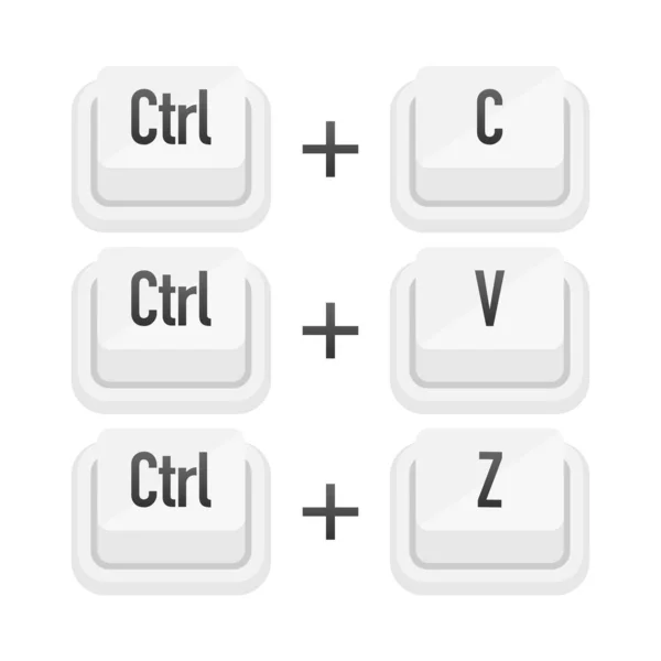 Ctrl Ctrl Ctrl Z白色3D按钮 计算机粒子键盘 矢量说明 — 图库矢量图片