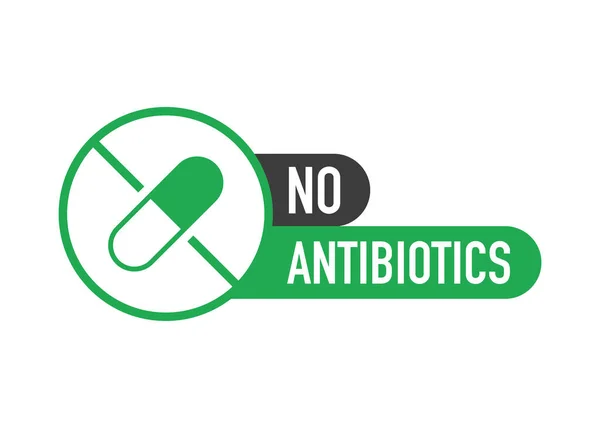 Sem hormônios, sem antibióticos bandeira plana verde no fundo branco. Ilustração vetorial. — Vetor de Stock
