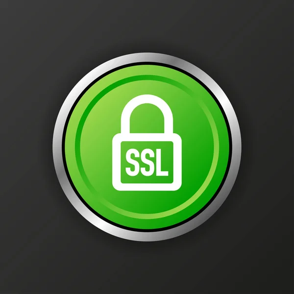 Κουμπί κρυπτογράφησης SSL. Ασφαλής εικόνα. Εικονογράφηση διανύσματος. — Διανυσματικό Αρχείο