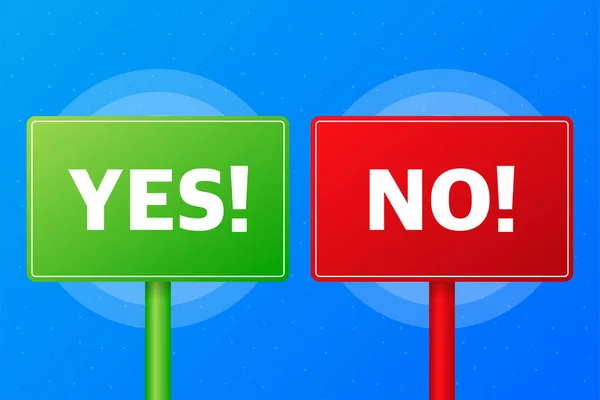Sim ou não mesa vermelha e verde realista no fundo azul. Ilustração vetorial. —  Vetores de Stock