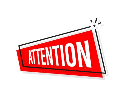 Beyaz arka plan, izole. Dikkat uyarı işareti. Önemli bir bilgi. Ticari bilgi şablonu. Dur işareti.