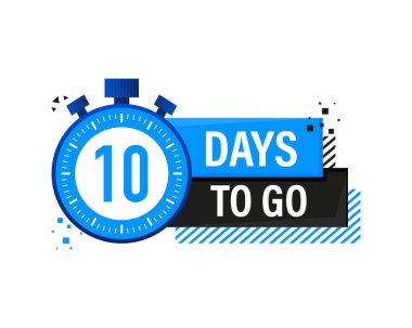 On Gün Kalıcı Etiketi, mavi amblem bayrağı. Vektör illüstrasyonu.