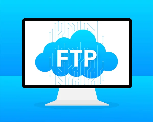 Flaches Web-Banner mit FTP. Anwendungsschnittstelle. Technologiekonzept. Vektorillustration. — Stockvektor