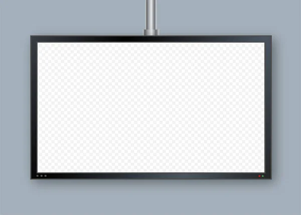 Düz ekran duvar. Perspektif vektörü. Vektör simgesi. Medya teknolojisi. Boş ekran izole edildi. Siyah çerçeve.