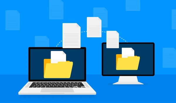 Beyaz arkaplanda dosya aktarımına sahip modern düz simge. Belge simgesi vektörü. İzometrik vektör.