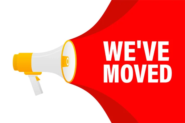 Weve Moved ile megafon. Vektör illüstrasyonu.