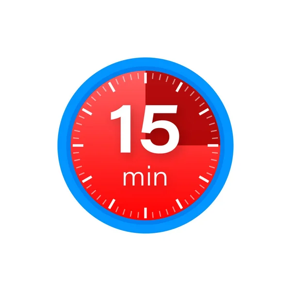 De 15 minuten, stopwatch vector icoon. Stopwatch icoon in platte stijl op een witte achtergrond. Voorraadillustratie van vectoren. — Stockvector