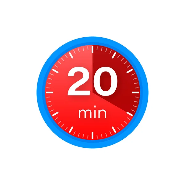 Les 20 minutes, icône vectorielle chronomètre. Icône chronomètre en style plat sur fond blanc. Illustration vectorielle. — Image vectorielle
