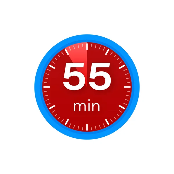 De 55 minuten, stopwatch vector icoon. Stopwatch icoon in platte stijl op een witte achtergrond. Voorraadillustratie van vectoren. — Stockvector