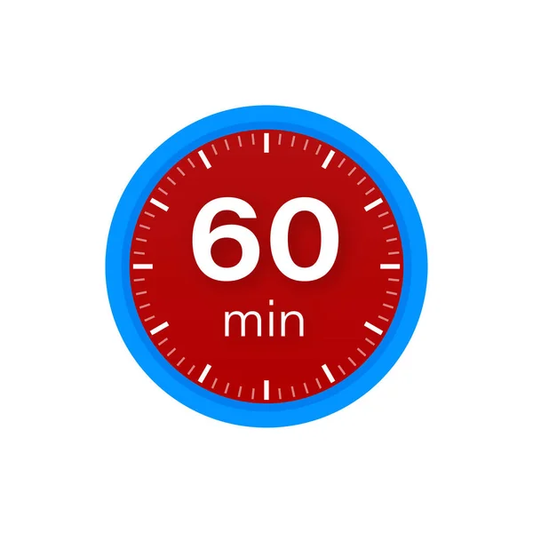 De 60 minuten, stopwatch vector icoon. Stopwatch icoon in platte stijl op een witte achtergrond. Voorraadillustratie van vectoren. — Stockvector