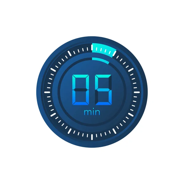 De 5 minuten, stopwatch vector icoon. Stopwatch icoon in platte stijl op een witte achtergrond. Voorraadillustratie van vectoren. — Stockvector
