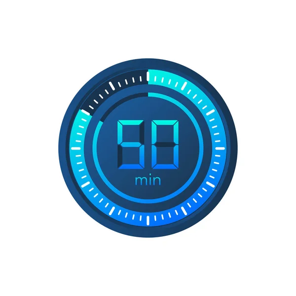 De 50 minuten, stopwatch vector icoon. Stopwatch icoon in platte stijl op een witte achtergrond. Voorraadillustratie van vectoren. — Stockvector