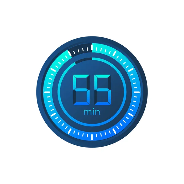 Les 55 minutes, icône vectorielle chronomètre. Icône chronomètre en style plat sur fond blanc. Illustration vectorielle. — Image vectorielle