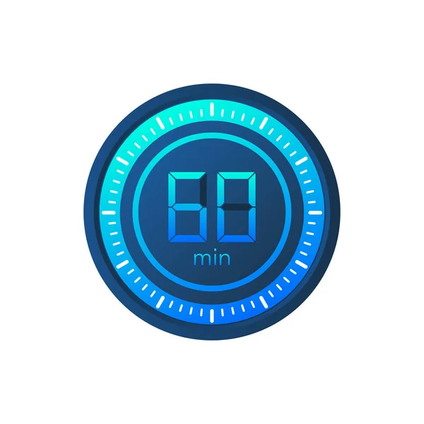 The 60 minutes, stopwatch vector icon. Stopwatch icon in flat style on a white background. Vector stock illustration. — Stock Vector