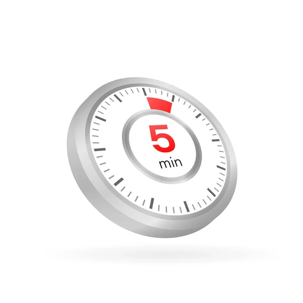 5 minuti, icona vettoriale del cronometro. Icona del cronometro in stile piatto su sfondo bianco. Illustrazione dello stock vettoriale. — Vettoriale Stock