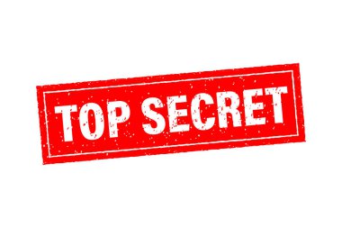 Çok gizli konsepti olan kırmızı bir ikon. İzole vektör çizimi. Vektör illüstrasyon onaylı logo tasarımı. Çıkartma tasarımı.