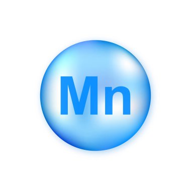 Mineral Mn mavi hap kapsülü beyaz arkaplanda izole edilmiş..