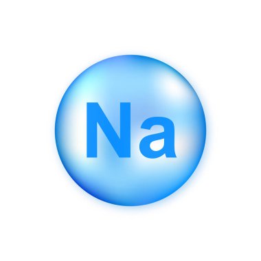 Mineral Na mavi hap kapsülü beyaz arka planda izole edildi.