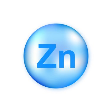 Mineral Zn mavi hap kapsülü beyaz arka planda izole edildi.